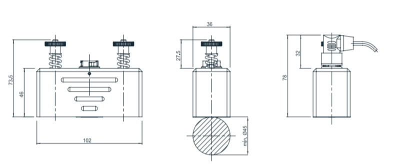 DKFA Abmessungen, StrainPad Ø 10 mm und 0,2 mm hoch