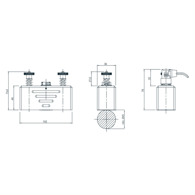DKFA Abmessungen, StrainPad Ø 10 mm und 0,2 mm hoch