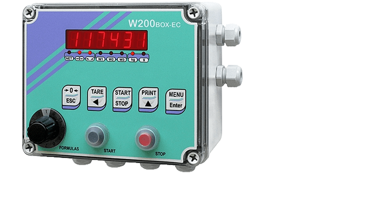 EILD_L-W200BOXEC Wägeindikator im Wandgehäuse mit Wahlschalter und Start-Stopp-Tasten
