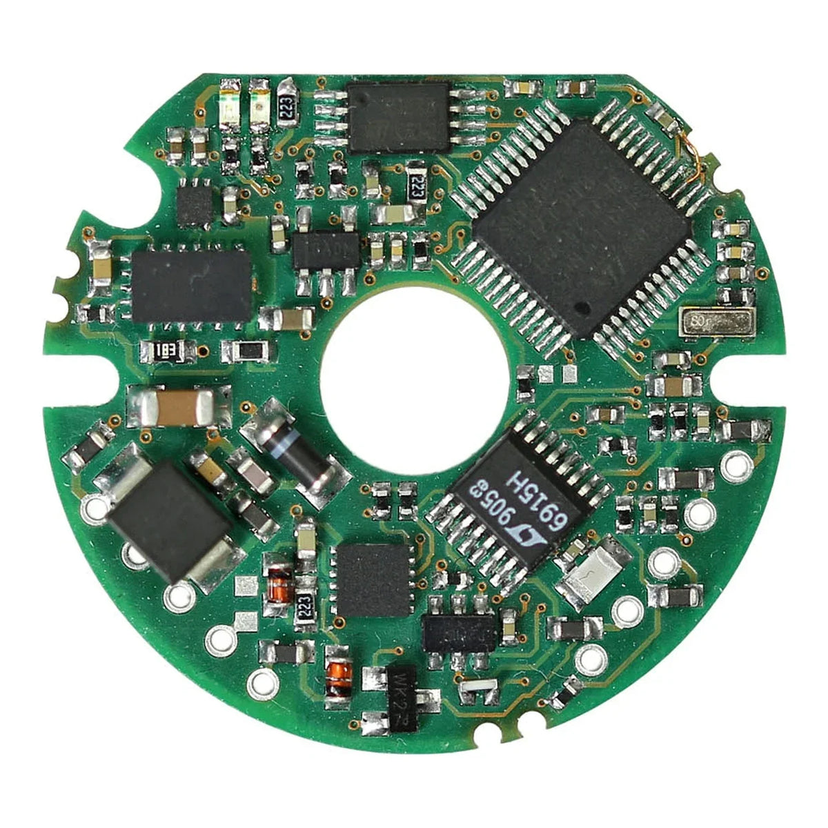 EOMD IO-Link-Messumformer MCUT-R – Produktansicht der runden OEM-Platine