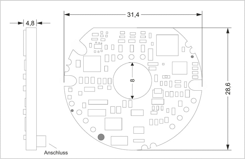 EOMD IO-Link-Messumformer – Maßzeichnung mit Abmessungen