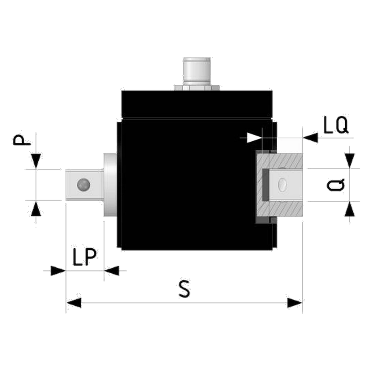 Drehmomentsensor MDAA RT2 mit optionaler Vierkantkupplung nach UNI ISO 1174-1