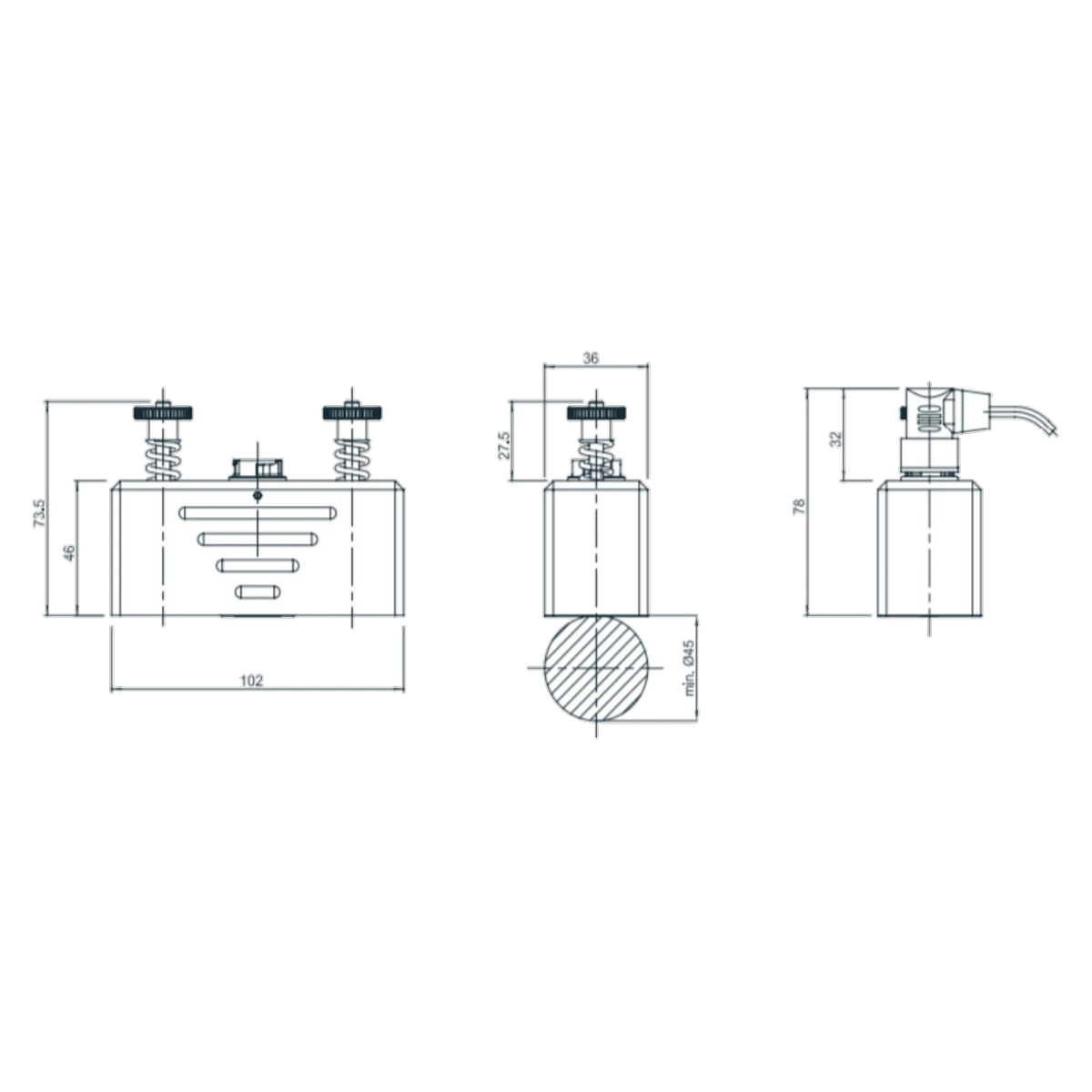 DKFA Abmessungen, StrainPad Ø 10 mm und 0,2 mm hoch