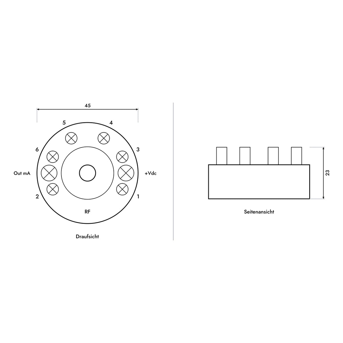 EKMA Temperaturtransmitter für Widerstandsthermometer – Abmessungen