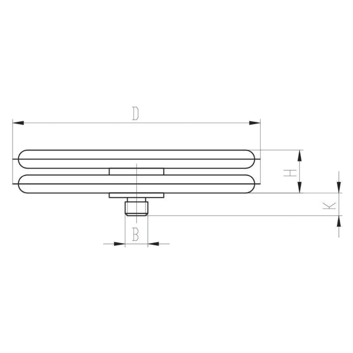 KDOA dimension drawing with dimensions D, H, K and connection thread B