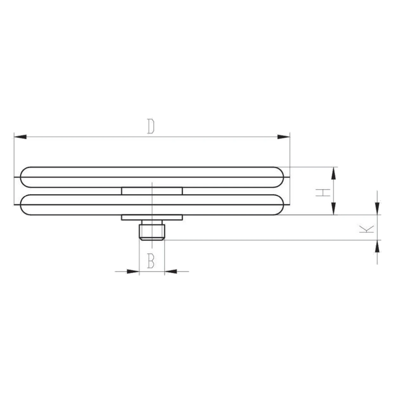 KDOA dimension drawing with dimensions D, H, K and connection thread B