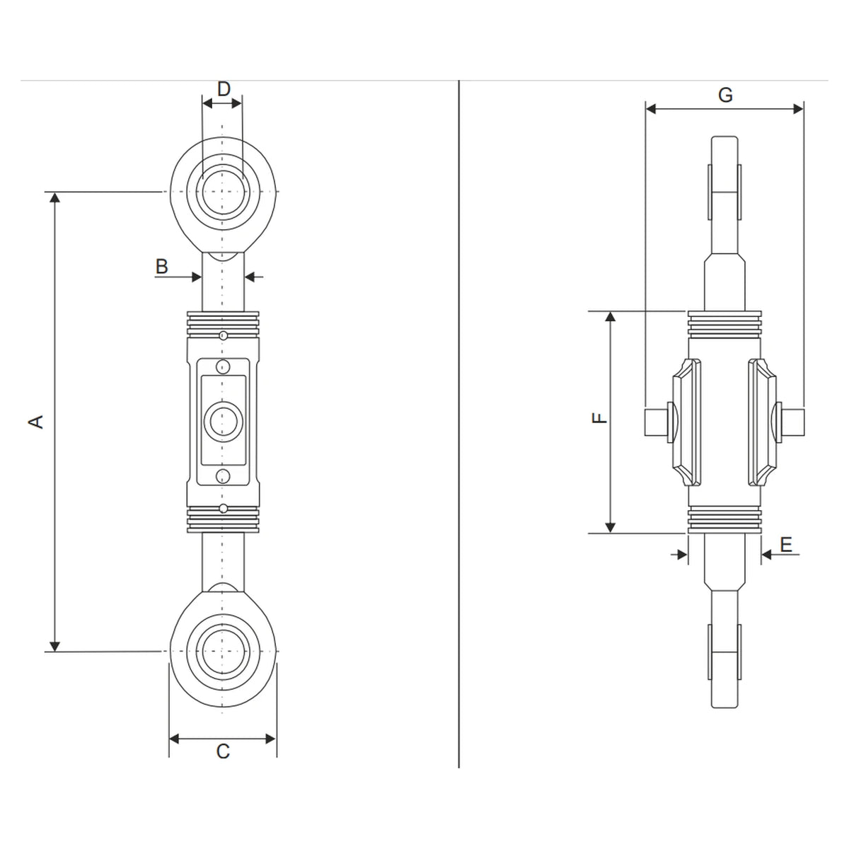 Dimensional drawing LZMB universal force measuring cell SIL3 / PL e, dimension letters A to G