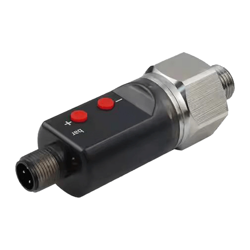 PSKA Elektronischer Druckschalter: liegende Ansicht mit M12-Stecker