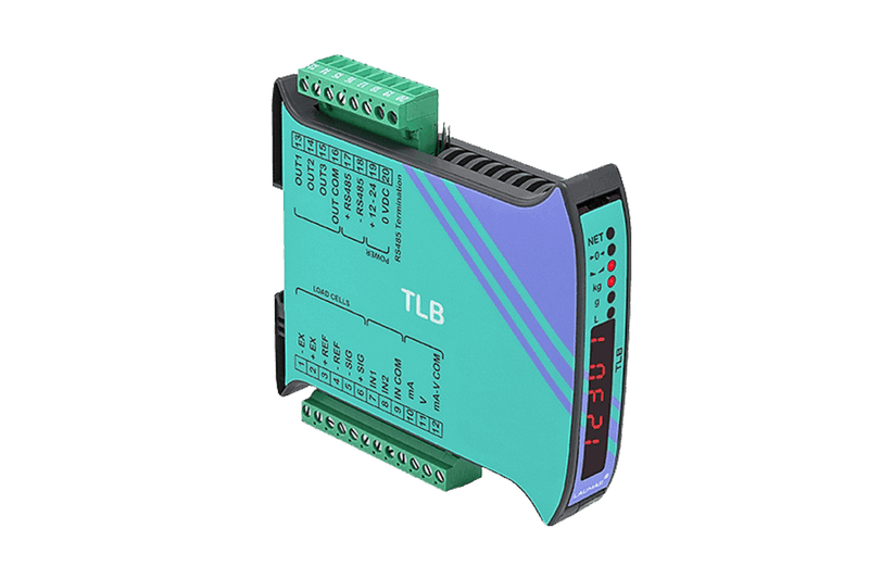 Wägetransmitter ETLG L-TLB im türkisen Hutschienengehäuse